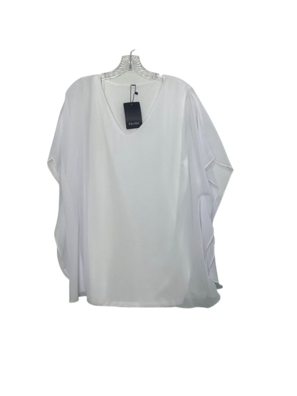 Folunsi Flowing Vneck Shirt Blouse Size 1X White New Summer